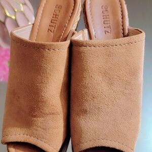 SCHUTZ Camel Suede Mules